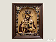 Святой Николай Чудотворец резная икона из бука