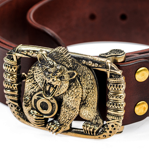 Ремень кожаный с пряжкой "Чертог медведя" купить с доставкой Ремень кожаный с пряжкой "Чертог медведя"