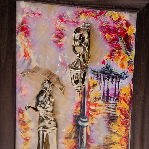 Бронзовая картина "Девушка с зонтом. Осень" купить с доставкой Бронзовая картина "Девушка с зонтом. Осень"