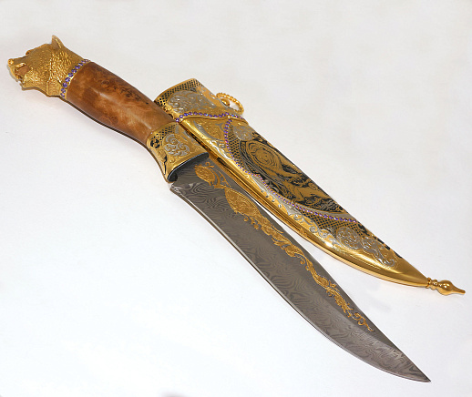 Нож медведь №7 дамаск. Златоуст купить с доставкой Нож медведь №7 дамаск. Златоуст